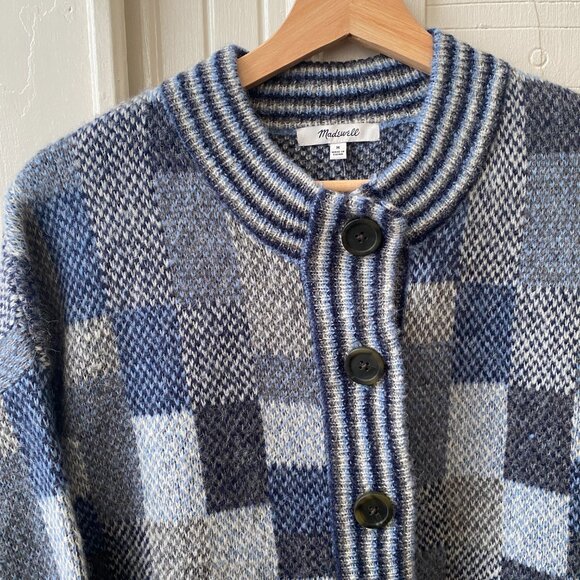 Madewell Patchwork Jacquard Cardigan in Heather Coastline - Picture 4 of 5